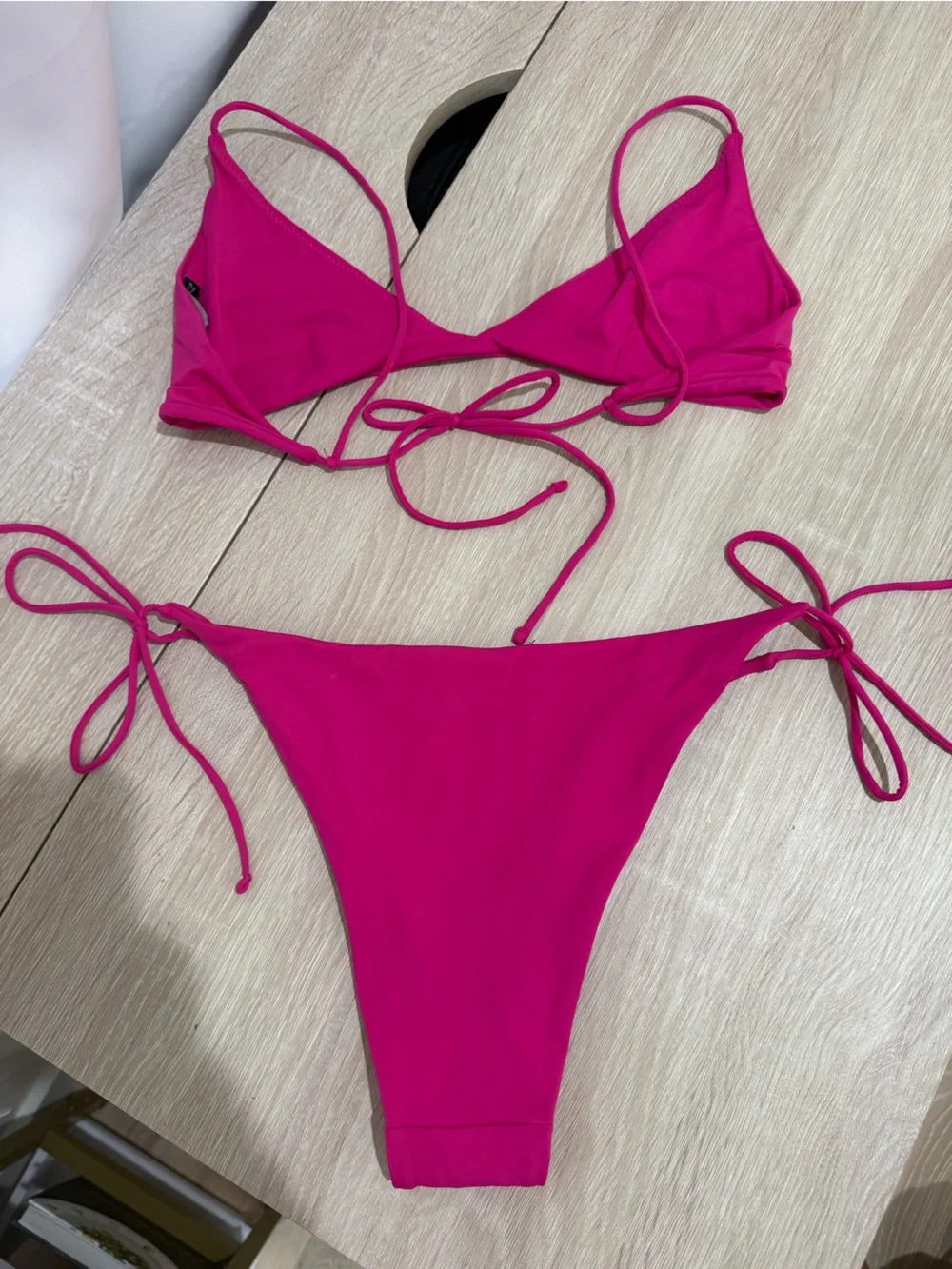 Zara Hot Pink Bikini Bottom with Tie Detail